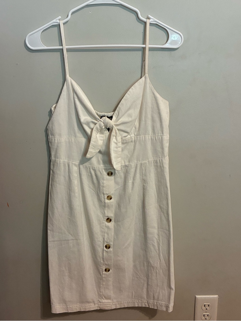 Macy's White Tie-Front Button-Down Mini Dress